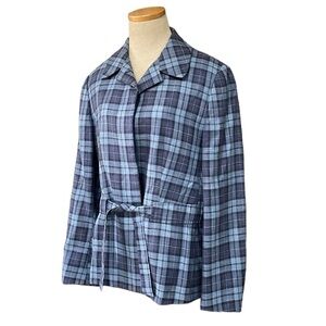 Davide Cenci Blazer Women's 10 Blue Plaid Jacket Button Made in Italy Designer